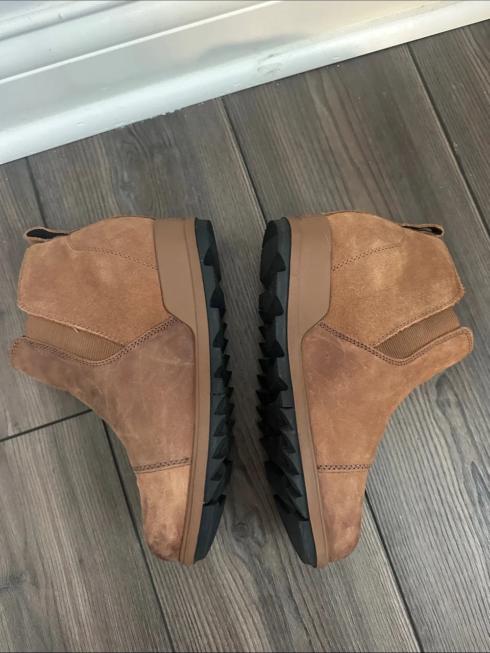 Sorel Womens Evie Boots‎ 7.5 Brown Leather Suede Chelsea Bootie Mid Wedge Heel